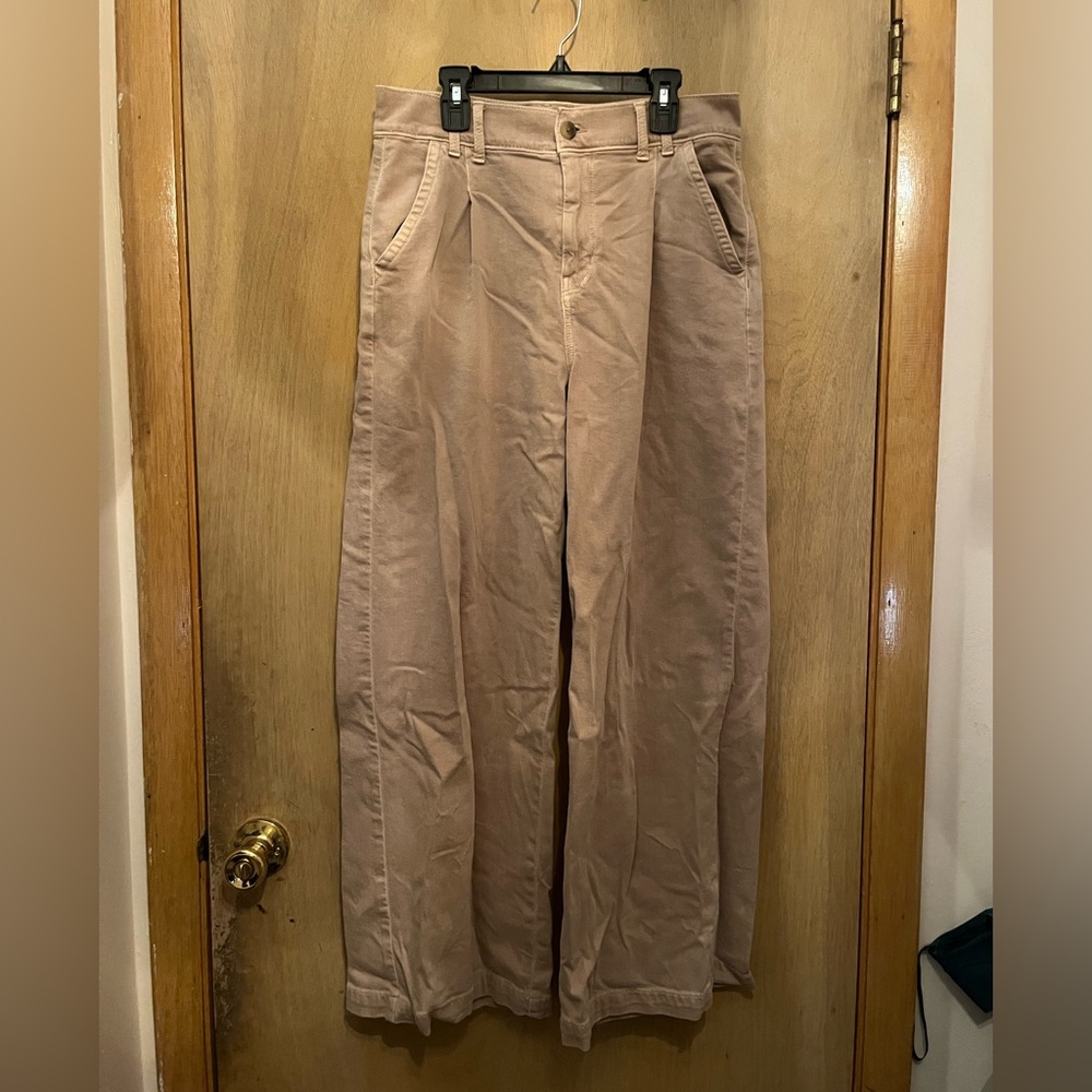 American Eagle Tan Wide-Leg Trousers